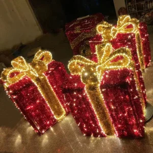 Waterproof Outdoor Christmas Holiday 3D LED Gift Box Motif Light