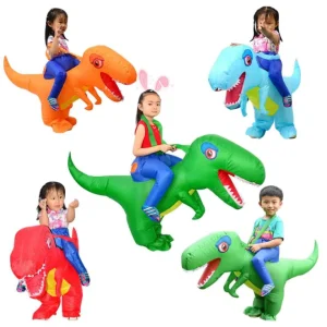 Waterproof Ride-On Dinosaur Inflatable Costume for Kids T-Rex Halloween Cosplay Mascot Unisex