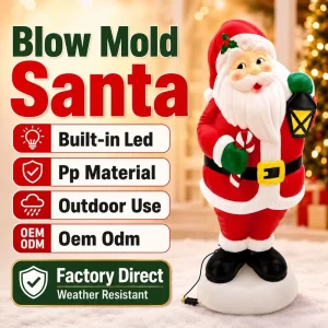 Weather Resistant Garden Blow molding Santa Statue With Warm Glow Lighting for Home Entrance