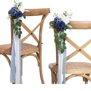 Wedding Aisle Decorations Wedding Ceremony Set 10 Pew Foam Silk Flowers Church Chair Party Decor Artificial Eucalyptus Ribbons