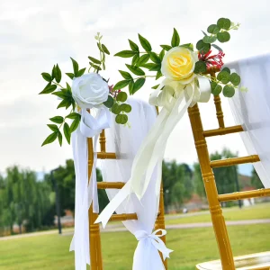 Wedding Aisle Decorations for Ceremony Ivory White Pew Flowers for Church Chair Wedding Shower Decor