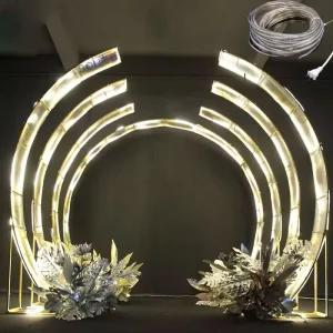 Wedding Arch Decorative Board Ornaments Wrought Iron Illuminated Durable Backdrop for Wedding Events Parties