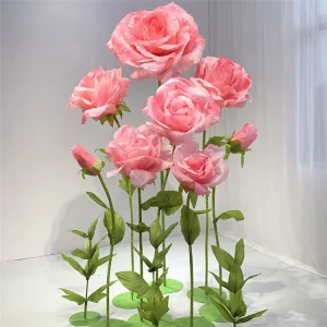Wedding Backdrop Decoration Modern Big Artificial Paper Flowers Set Organza Window Display