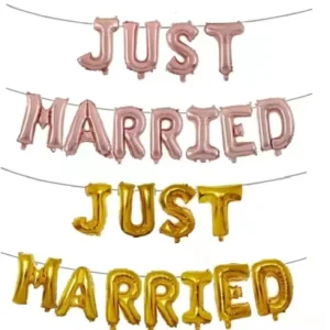 Wedding Backdrop Party Decoration Just Married Balloons 16 Inch Hanging Foil Letter Balloon Banner for Marriage Event Decors