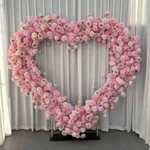 Wedding Backdrop Stage Valentine Decorations Graduation Marriage Proposal Handmade Soft Red Roses Artificial Silk Pink Flowers