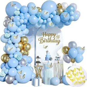 Wedding Birthday Party Decorative Latex Balloons Rose Gold Blue Balloons Chain Arch Set