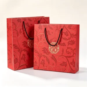 Wedding Carrier Elegant Vermilion & Gold Crest for Festive & Bridal Shower Packaging Boxes Custom