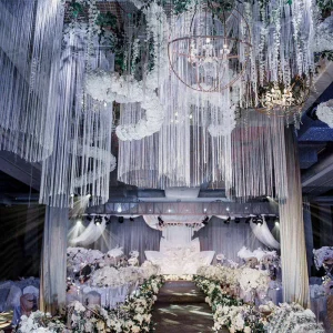 Wedding Ceiling Decoration Glitter String Curtain Wedding Hotel Decoration Supplies White Drapes