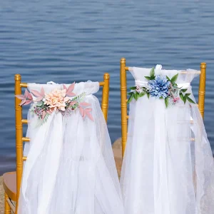 Wedding Chair Flower Artificial Flowers Silk for Wedding Chair Ceremony Aisle Pew and Chair Back Decoration