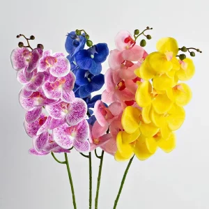 Wedding Decorated Simulated 9 Head Phalaenopsis Orchid Real Touch Artificial Latex Orchid