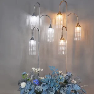 Wedding Decoration & Supplies Factory Price Luxurious Wedding Wrought Iron 3 Heads Crystal Ice Strip Road Lamp LED IP65 Wedding Decoration Ornaments P