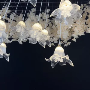 Wedding Decoration Supplies Wedding 10-Head LED Acrylic Transparent Lily Flower Chandelier Eco-Friendly Durable Mall Window Decoration Hanging Ornament