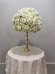 Wedding Decoration Supplies White Rose Heart shaped Realistic Silk Floral Wedding Stand Proposal Arch 2.4m Backdrop