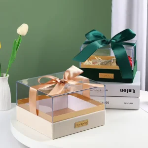 Wedding Favor Box Clear Acrylic Gift Box with Ribbon Transparent Party Favor Box for Holidays