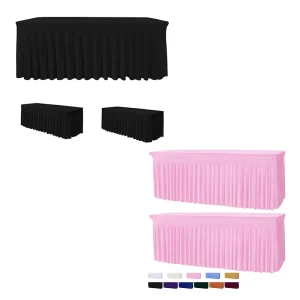 Wedding Outdoor Meetings Home Birthday Party Colorful Wrinkle Resistant Ruffles Elastic Table Cloth Custom Table Skirts