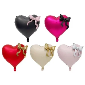Wedding Parties Decoration Heart with Bow Shaped Foil Balloons Stage Setting Props Inflatable Balloons