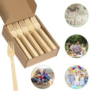 Wedding Party Disposable Cutlery Tableware FSC Certified Bamboo Fork Disposable Tableware for European and US Market Compliance