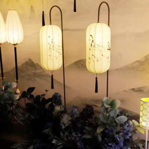 Wedding Photo Booth Backdrop Led Retro Stage Ancient Chinese Lanterns Lights Decorations