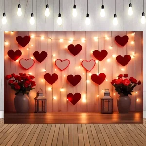 Wedding Proposal Valentine’s Day Photo Props Banner Backdrop Heart Love Rose Decorations Backdrop Background