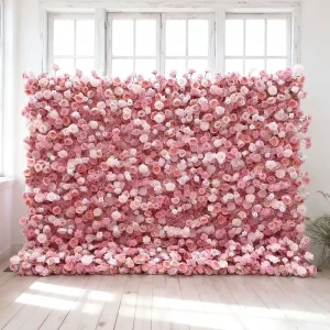 Wedding Supplies Floral Decoration Red Silk Artificial Decorative Flower Wall for Weddings and Partied