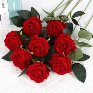 Wedding Valentine’s Day Simulation Velvet Rose Pearl Rose Wall Decoration Silk Flower