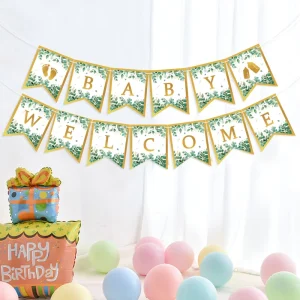 Welcome Baby Pull Flag Swallowtail Goldfish Tail Birthday Party Decoration Paper Banner