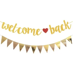 Welcome Back Back to school Party Decorations Featuring Lettered Paper Garlands with Heart Pull string Banners Festoon Ribbons