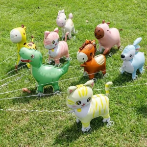 Wheeled Rolling Animal Foil Balloon Assorted Elephant Cow Dino Dog Mylar Balloon Custom Logo Party Supplies