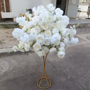 White 70cm Diameter Artificial Silk Flower Ball 3D Wedding Centerpiece Handmade Arch Shape Decoration