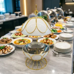 White 8L Stainless Steel Egg Shape Bain Marie Wedding Buffet Catering Set Hotel Supplies Food Warmer Hanging