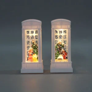 White British Phone Booth Christmas LED Snow Globe Lantern Santa Snowman Tree Water Glitter Light for Xmas Decor