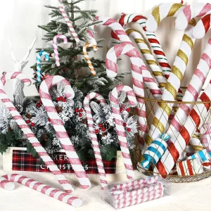 White Candy Crutch Christmas Tree Hanging Window Scene Layout For Holiday Celebrations And Photo Props