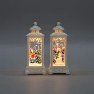White Carved Christmas LED Snow Globe Lantern Santa Snowman Tree Design Water Glitter Light for Xmas Decor
