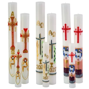 White Christian Candles for Church Easter Celebration Religious Rituals Prayer Altar Spiritual Devotion Supplies Beeswax