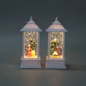 White Christmas LED Lantern Glitter Water Snow Globe Light Nativity Scene Holiday Decoration