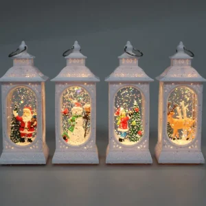 White Christmas LED Snow Globe Lantern Santa Snowman Reindeer Design Water Glitter Light for Xmas Decor