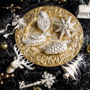 White Gold Plastic Christmas Ornament Set Assorted Hanging Decor for Christmas Tree Mantel Home Party Holiday Decoration