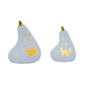 White Halloween Pumpkin Decoration Porcelain Pumpkin Ceramic Pumpkin With Led Light