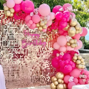 White Metallic Rose Gold Birthday Party Supplies Blue Pink Balloons Garland Arch Kit Birthday Baby Shower Decorations