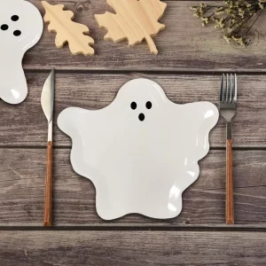 White Modern Theme Camping LR Disposable Tableware Stable Cute Ghost Paper Plate Degradable 9 Inch Decorative Children