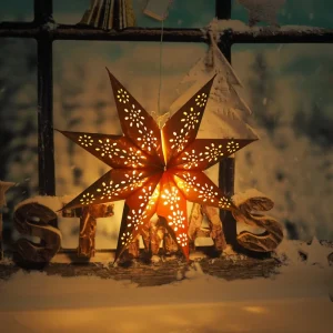 White Paper Star Lantern with LED Lights for Christmas