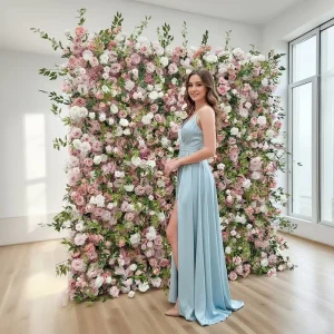 White Pink Wedding Supplies Decoration Artificial Flower Wall Backdrop for Wedding Decor Roll up Flower Wall Decoration