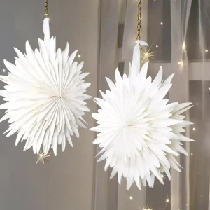 White Three Dimensional Paper Fan Snowflake Decoration Graduation Diwali Wedding Birthday Shower Party Home