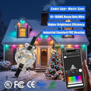 Wifi Permanent Outdoor Rgbw 3 Led Point Lights 12V 24V 36V Track Christmas Decorations Lighting for Home