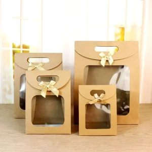 Windowed Transparent Gift Packaging Creative Handheld Kraft Folders Embossing Recycled Materials Airplane Shape Logo