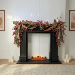 Wine Red Eucalyptus Wreath Decoration Burgundy Garland Autumn Garland and Thanksgiving Decorations