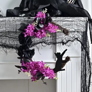 Wisteria Wreath Artificial Hydrangea Garland for Home Wedding Decor Halloween Wreath Plastic Artificial Black Rose