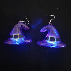 Witch Hat Earrings Flashing Glowing Designs LED Halloween Celebration Party Decoration