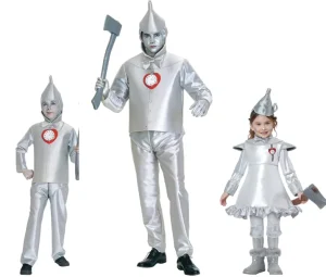 Wizard of Oz Tin Man Cosplay Costume Silver Parent Child Set Movie Theme Role Play Outfit Pants Skirts Leggings for Halloween