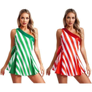 Women Christmas Costume A Line Dress Holiday Festival Party Dress Christmas Party Family Celebration Dress up Party Performance